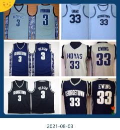 Wear NCAA Mens Georgetown Hoyas 3 Allen Iverson College Jerseys 33 Patrick Ewing University Basketball Shirt Good Ed Jersey