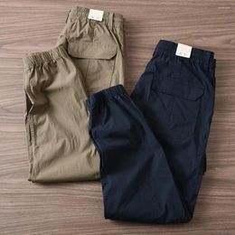 Men's Pants Good Summer Cargo Solid Colour Drawstring Wear-resistant Elastic Waist Ankle-banded Jogger Trousers