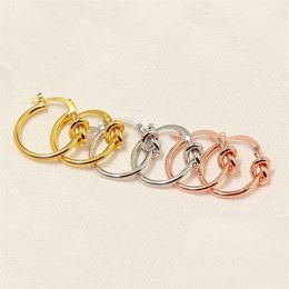 fahion Stainless steel Metal wire knot earrings 18k Gold Stud Earrings rose gold stud earrings for woman313F