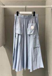 Skirts AwangAcstudiosniche Multi Pocket Mid Length Skirt Versatile Waist Retractionskirt Pleated SkirtCasual Half