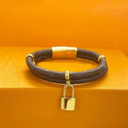 Fashion Magnet Lock Leather Bracelets Unisex letter lover Charm Bracelet classic designer Jewellery Gift273a