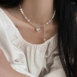 Pendant Necklaces Korean Fashion Pearl Stitching Love Necklace For Women Girl Sweet Cool Spicy Collarboedding PartyPearl