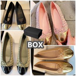 ballet flats shoes Paris Luxury Designer Shoes Women's 2C Brand Shoes Quilted Leather Ballets Shoes Round Toe Women's Formal Dressing Shoe white pink