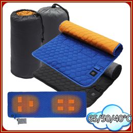 Electric Blanket Portable Heating Pad USB Temperature Control 198 62cm Large Heated Cushion Washable Warm Sleeping Mat with Storage Bag 231130