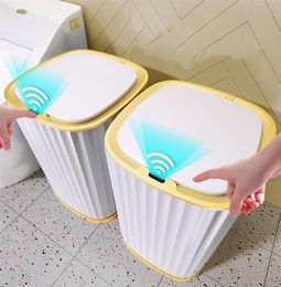 10L trash can Waste Bins intelligent induction household toilet bathroom living room light luxury seam with cover automatic288H9738760