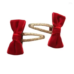 Hair Accessories Very Positive Red Velvet Bow Barrettes Year Christmas Chinese Style A Pair Of Hairclips