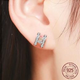 Luxury Princess 925 Sterling Silver letter H stud Earring For Women Lady Anniversary Gift Jewelry Whole E-078292w