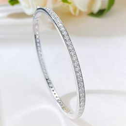 Choucong Unique Brand Wedding Bracelet Luxury Jewellery Real 100% 925 Sterling Silver Pave White Natural Moissanite Diamond Gemstones Party Women Wrist Bangle Gift