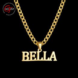 Pendant Necklaces Goxijite Custom Big Name Necklace For Men Women Personalised Initial Letter Nameplate Cuban Chain Handmade 231201