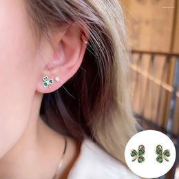 Stud Earrings 925 Sterling Silver Green Diamond Plant For Women Girl Fashion Lucky Design Jewelry Birthday Gift Drop