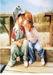 Diy Painting By Numbers Kids Kissing Child Pure Hand Drawing Paintings By Numbers Acrylic Home Wall Decoration Posters 40x50cm1397899