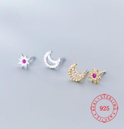 whole mexican stud Jewellery unique design 925 Sterling Silver Moon and Star Micro Pave CZ Stud Earrings For Women high quality 4050686