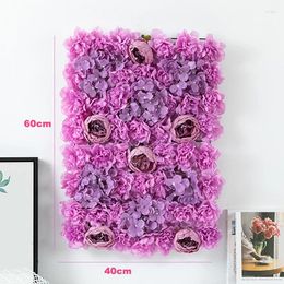 Decorative Flowers Artificial Flower Wall Panels Mat For Bedroom Backdrop Wedding Decorations Silk Rose Purple