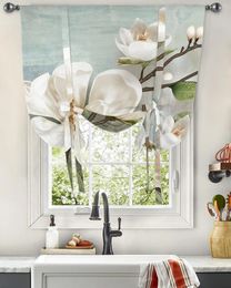 Curtain Idyllic White Flowers Vintage Background Window For Living Room Kitchen Tie-up Roman Home Decor Blinds Drapes