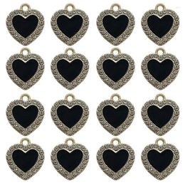 Charms 10pcs 14 16mm 5-Color Black White Pink Blue Red Mini Peach Heart Oil Dripping Pendant DIY Earring Of Necklace Jewellery Accessorie