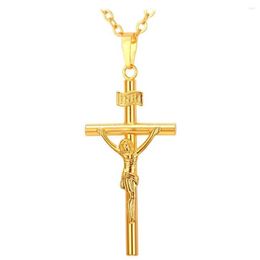 Pendant Necklaces Collare INRI Cross Pendent Men Jewellery Gold Silver Black Colour Religious Christian Crucifix Necklace Women P579235H