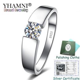 Sent Certificate 100% Solid 925 Silver Rings Round Solitaire CZ Zircon Wedding Rings Fashion Jewellery for Women and Men KPRD10305Z