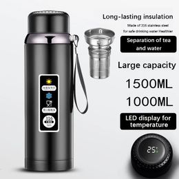 Thermoses 6001500ml 316 Stainless Steel Thermos LED Temperature Display Large Capacity Vacuum Insulated Flask Tea Thermal Water Bottle 231130