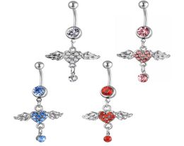 D05671 4 Colours Clear Nice style belly ring Purple Colour Angel as imaged piercing body jewlery navel jewelry3626791