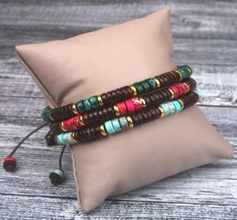 Men Bracelet Disc Shape Stone Coconut shell Friendship Bracelets Handmade Punk Bracelet Couples Bracelets Jewelry Dropship9215673