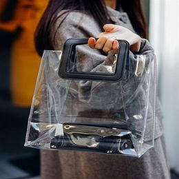 Transparent PVC Handbags Tote For Women Shopping Plastic Clear Large Capacity Travel Beach Storage Bag 200919249z