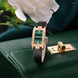 Wristwatches ROCOS Women Watches Rectangle Fashion Quartz Watch Luxury Simple Diamond Green Dial WristWatch R209S