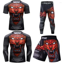 Men's Tracksuits Cody Lundin Breathable Quick Dry Men Rashguard With Individual Logo Jiu Jitsu Boxing Sets Print Red Joggings White