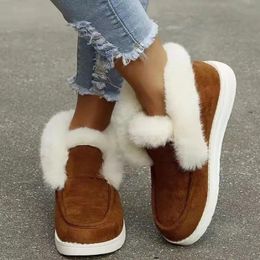 Boots 2023 Ladies Ankle Women Winter Warm Plush Fur Snow Suede Leather Shoes Slip on Comfortable Female Footwear 231201