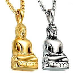 Pendant Necklaces Stainless Steel Buddha Sakyamuni Necklace For Men Buddhist Jewellery Gold Silver Colour