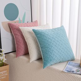 Solid Color Pattern 30x50cm Plush Pillow Case Car Office Lumbar Cushion Cover 45x45cm Home Bed Sofa Decoration Pillowcase BH8034