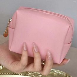 Cosmetic Bags Solid-Color PU Leather Small Octagonal Girls Coin Bag Multifunctional Portable Mini Storage For Outdoor Travelling