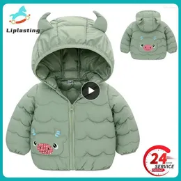 Jackets 1PCS Winter Boys Warm Down Autumn Fashion Baby Cute Cartoon Zipper Hooded Outerwear Children Coats