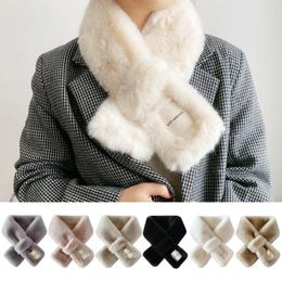 Scarves Women Winter Thicken Plush Fur Scarf Solid Candy Colour Collar Shawl Neck Warmer Shrugs Knitted Long Super Warm