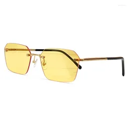 Sunglasses Rimless Men Sunglass 2023 Sun Glasses Retro UV400 Summer Shades Driving Fishing Gafas De Sol Hombre