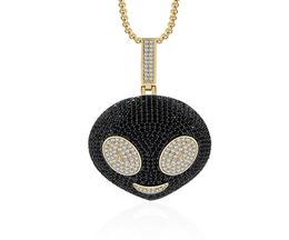 2019 New Personality Fashion Black Colour Alien Pendant Necklace Copper Zircon Jewellery Necklace Hip Hop Wind Rap Party Gift2911677