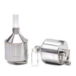 Premium Quality Hand-cranked Aluminium Alloy Smoke Grinder Powdered Funnel Smoking Herb 56mm 44mm Metal Tobacco Cigarette Herbal Spice Crusher Miller Hand Mills