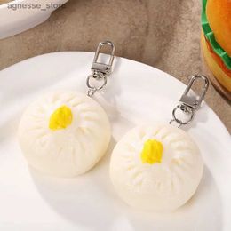 Keychains Lanyards Bun Keychain Lifelike Chinese Breakfast Pastries Models Restaurant Client Gift Chef Cook Keyring Jewellery Gift R231201