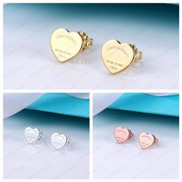Designer heart earring women rose Stud couple Flannel bag Stainless steel 10mm Thick Piercing Luxury jewelry gifts woman Accessori2252
