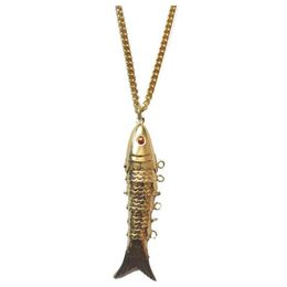 Pendant Necklaces Women Men Biker Jewellery Accessories Statement Necklace Vintage Classic Metal Gold Articulated Fish NecklacePenda227r