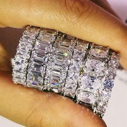 Choucong design 925 sterling silver CZ Diamond Gemstones wedding band eternity Ring for Women solid engagement anniversary fashion277U