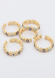 Cluster Rings Lucky Eye Blue Turkish Evil Open Ring Copper Gold Colour Finger Adjustable For Women Girls Men Fashion Jewelry7533439