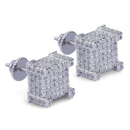 Women Luxury Designer Square Diamond Stud Earrings Mens Gold Earring Bling Iced Out Earrings Hip Hop Jewellery Fashion Accessories 2291M
