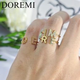 Wedding Rings DOREMI Alphabet Letter Custom Adjustable Personialize Diamond Initial Cuff Ring ring Jewellery 231130