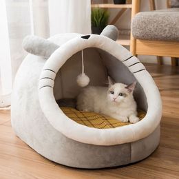 Cat bed suitable for indoor cats, small dog bed with hanging toy dog bed with detachable cotton pad