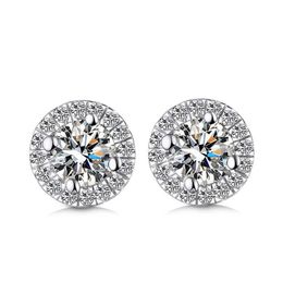 9K 14K 18K Gold Stud Round Shape Group Setting D F Color VVS Clarity Moissanite Stone Earring Beautiful Forever Brilliant258e