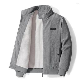 Men's Jackets 2023 Stand Collar Autumn Winter Thermal Jacket Solid Corduroy Cotton Coat Thick Lamb Fleece Plush Parka