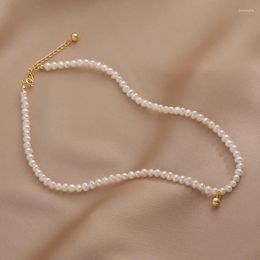 Chains Wholesale 4-5mm Freshwater Near Round Pearl 14K Gold Plated Bead Necklace