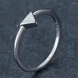 Cluster Rings Trendy Gold Silver Color Wedding Ring White Blue Opal Engagement Thin Minimalist Triangle Small Stone For Women Part196w