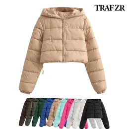 Women's Trench Coats ZR Winter Parka Candy Colour Feather Coat Woman 2023 Outerwear With Hood Y2k Fashion Bombers Jackets
