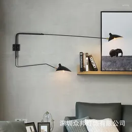 Wall Lamp Modern Style Black Sconce Kitchen Decor Smart Bed Crystal Lighting Led Mount Light Antique Wooden Pulley